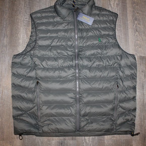 NWT POLO RALPH LAUREN MEN'S DOWN PACKABLE GRAY VEST L XXL - Picture 2 of 7